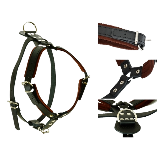 Skórzane szelki na obronę z podszyciem