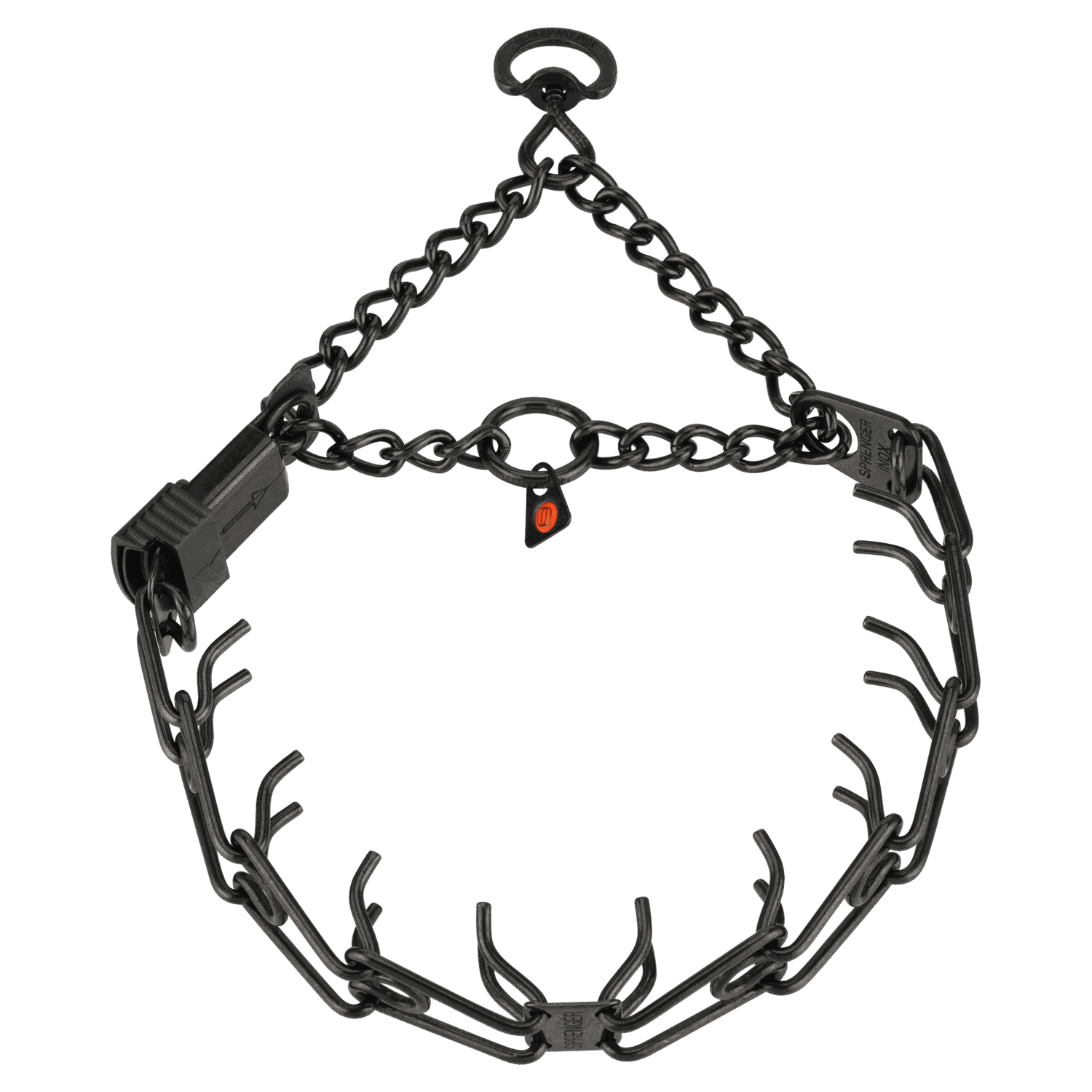 Kolczatka treningowa Herman Sprenger ULTRA-PLUS - zaciskowa - zapięcie ClickLock z boku - stal nierdzewna czarna - 43 cm / 2,25 mm
