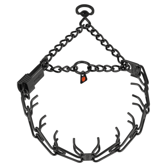 Kolczatka treningowa Herman Sprenger ULTRA-PLUS - zaciskowa - zapięcie ClickLock z boku - stal nierdzewna czarna - 43 cm / 2,25 mm