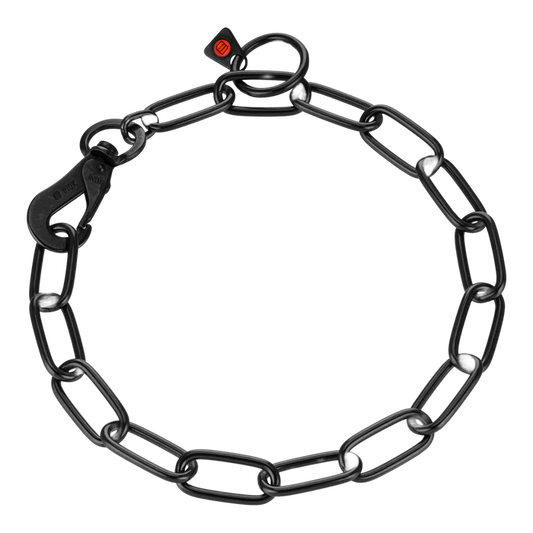 Łańcuszek z karabińczykiem stal nierdzewna czarny 4 mm długie ogniwo