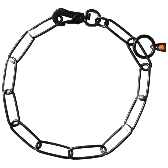 Łańcuszek z karabińczykiem Herman Sprenger - długie ogniwo 4 cm - stal nierdzewna czarna - 3 mm