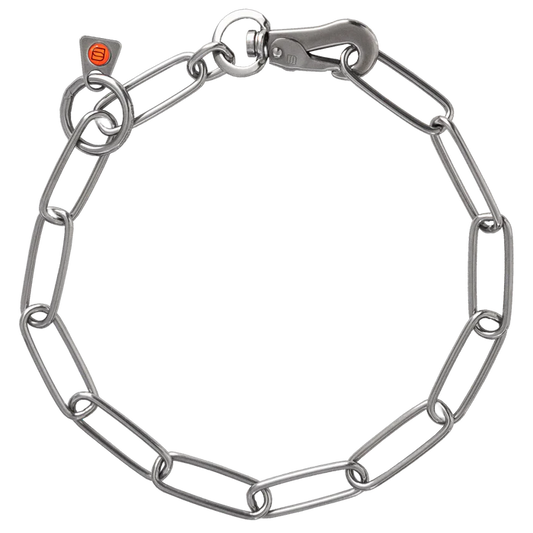 Łańcuszek z karabińczykiem stal nierdzewna 4 mm długie ogniwo