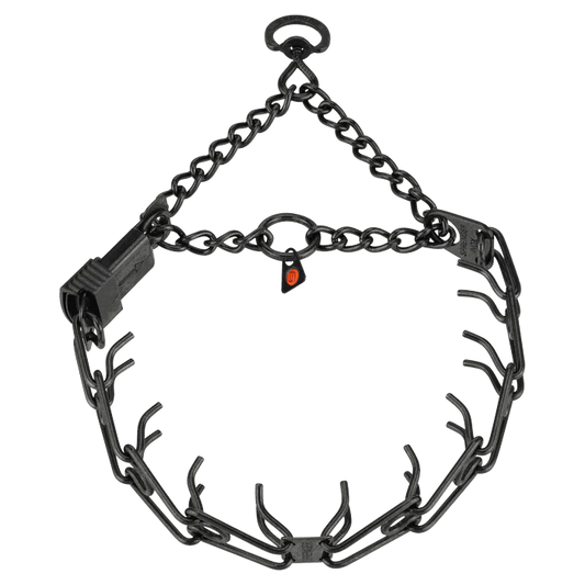 Kolczatka treningowa Herman Sprenger ULTRA-PLUS – zaciskowa – zapięcie ClickLock z boku – czarna – stal nierdzewna – 58 cm / 3,2 mm