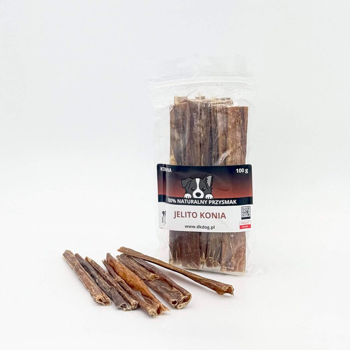 Gryzak naturalny dla psa DK DOG - jelito konia cienkie - 100 g