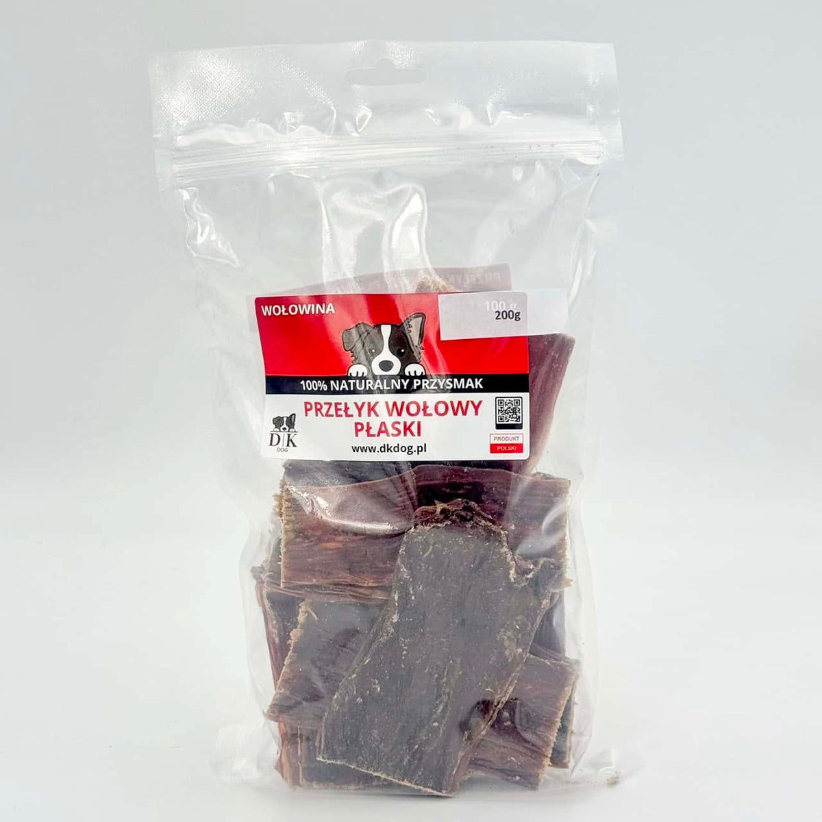 Gryzak naturalny dla psa DK DOG - przełyk wołowy płaski - 200 g