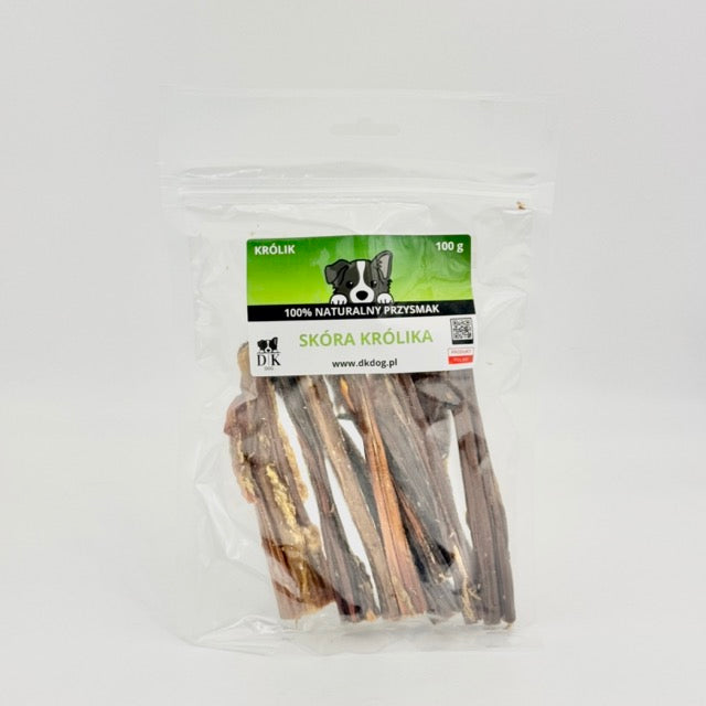 Gryzak naturalny dla psa DK DOG - skóra królika - 100 g