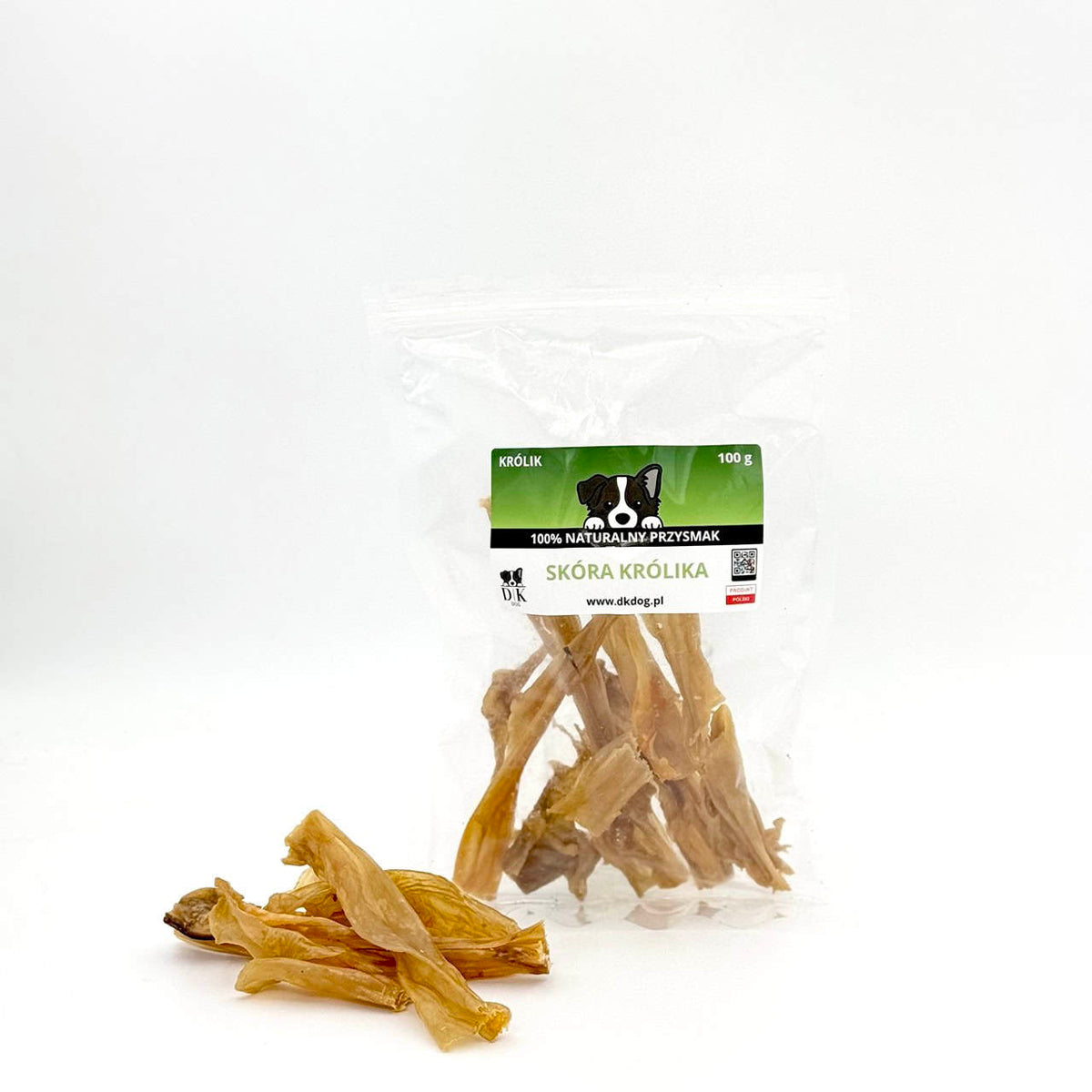 Gryzak naturalny dla psa DK DOG - skóra królika - 100 g