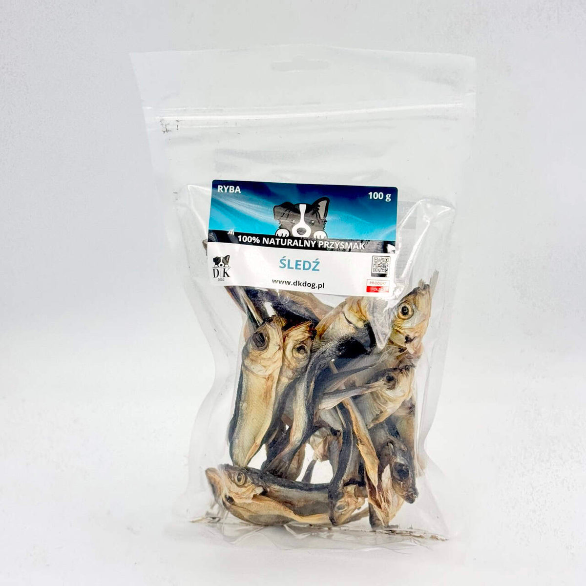 Gryzak naturalny dla psa DK DOG - śledź suszony - 100 g