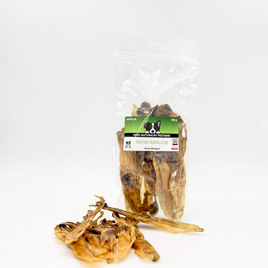 Gryzak naturalny dla psa DK DOG - ucho królika - 100 g