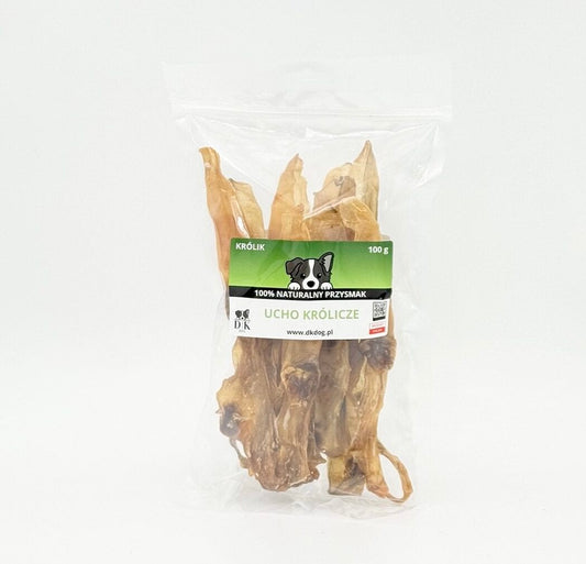 Gryzak naturalny dla psa DK DOG - ucho królika - 100 g